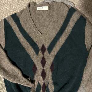 Fairway & Greene Men's XL 100% Peruvian Alpaca V-Neck Argyle Knit Sweater